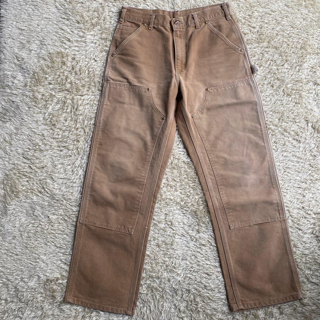 【USA製】カーハート ダブルニー W32 L30 ダンガリーフィット ブラウン