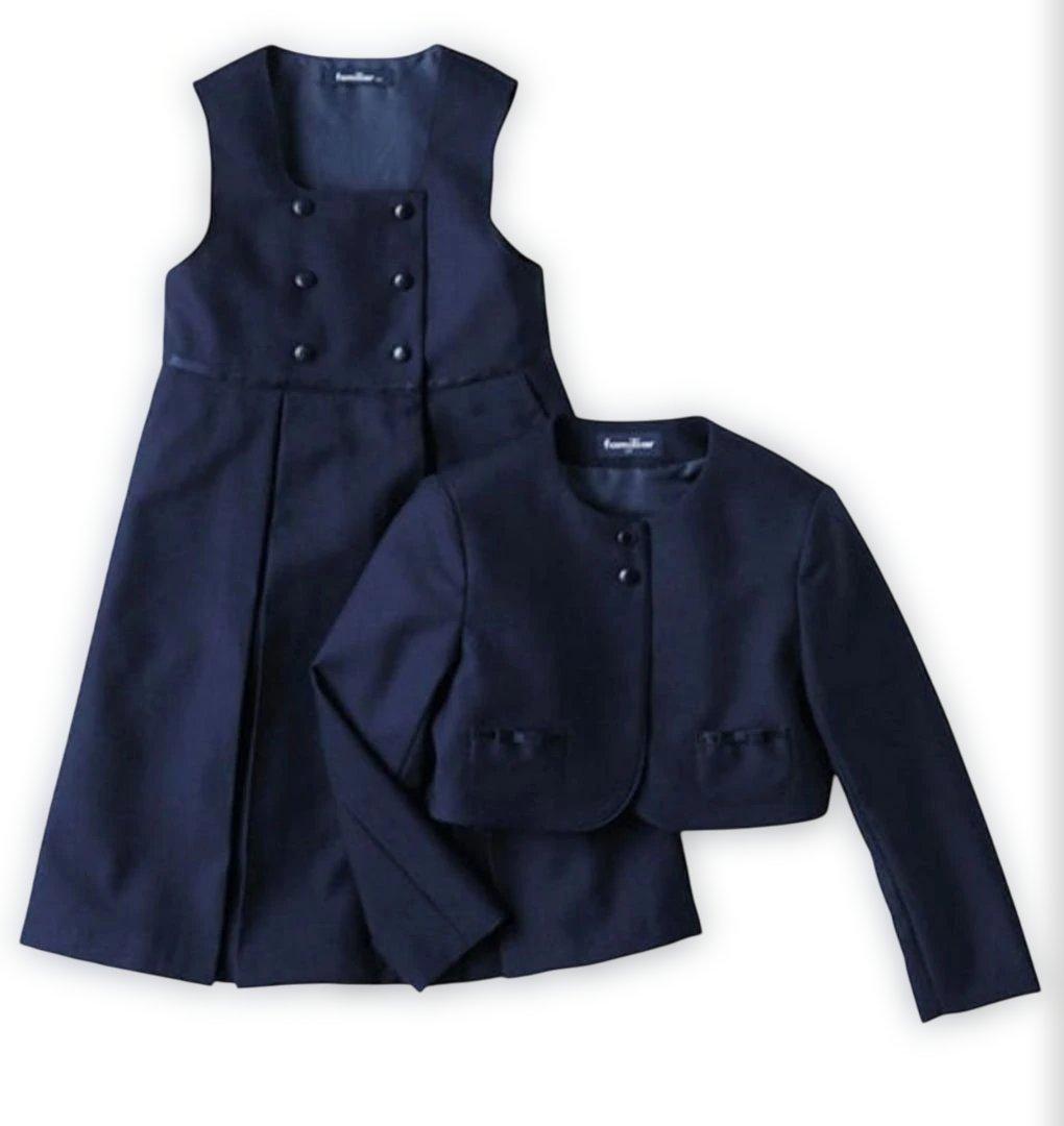 美品　ファミリア　お受験スーツ　120 濃紺アンサンブル
