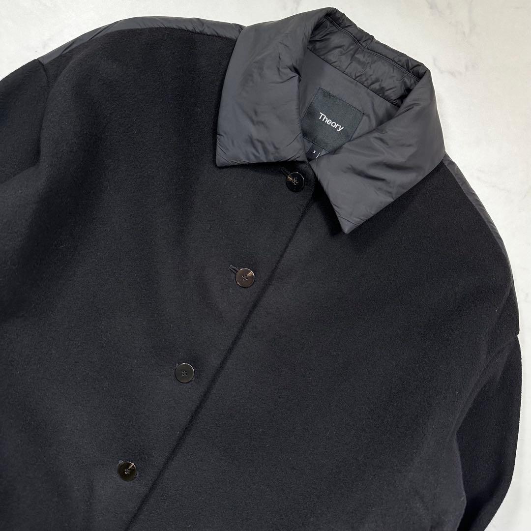 完売品◎セオリー カシミヤ コンボシャツジャケット ダブルフェイス 中綿 黒 S