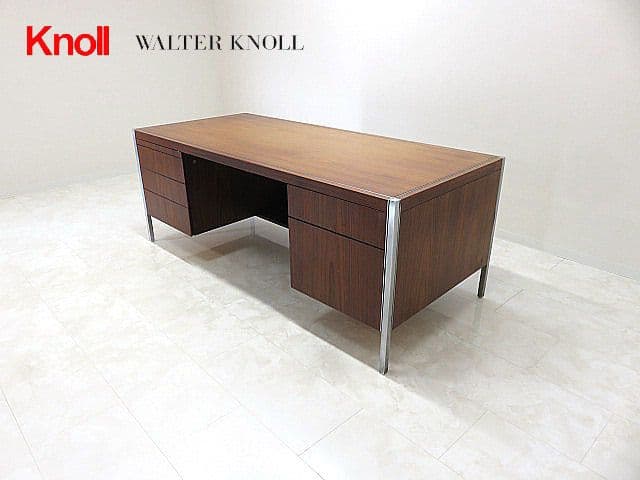 希少品/ヴィンテージ　Knoll/ノール/ノル 　ローズウッド材デスク　両袖机