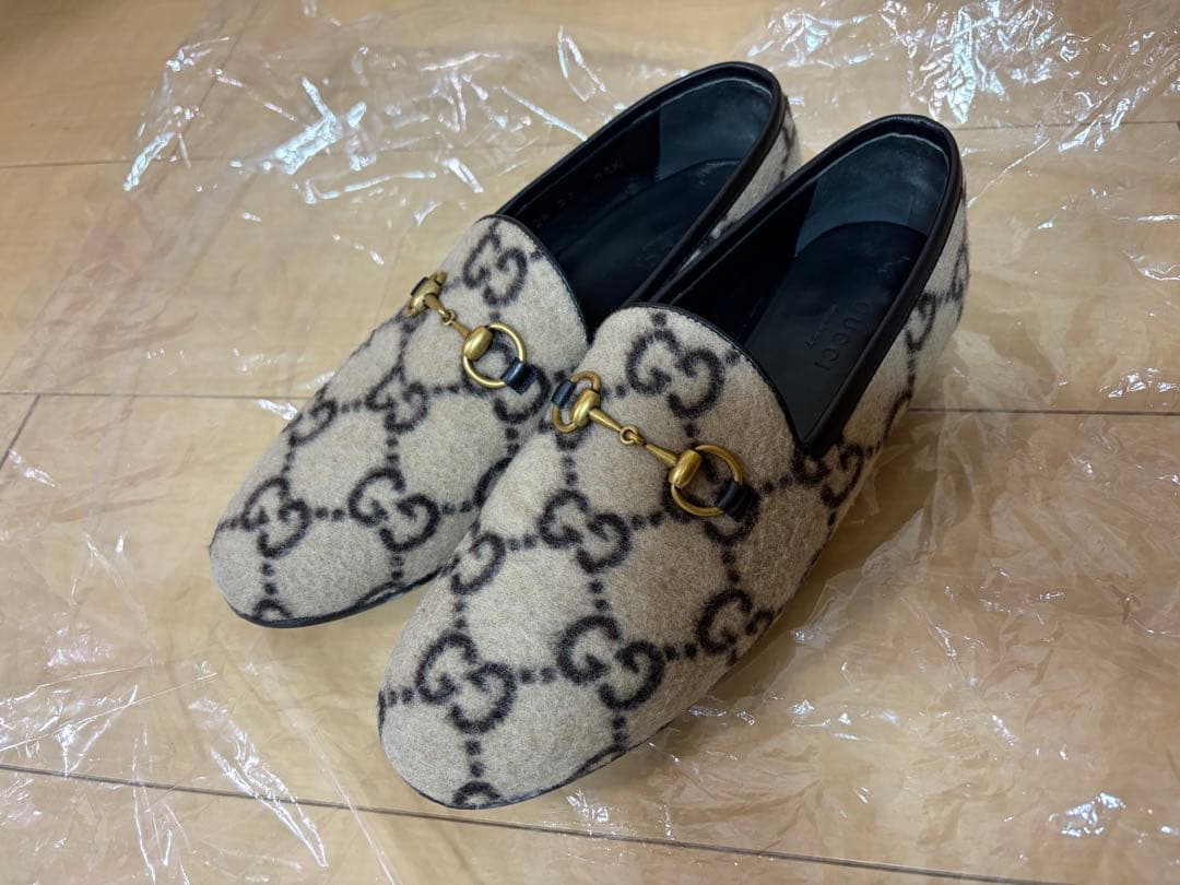 【GUCCI 】ホースビットローファー 36べージュ GGパターン　レディース