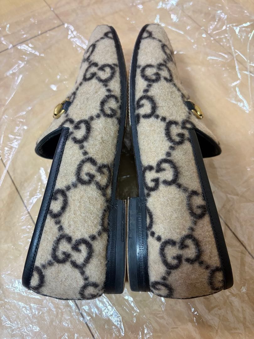 【GUCCI 】ホースビットローファー 36べージュ GGパターン　レディース