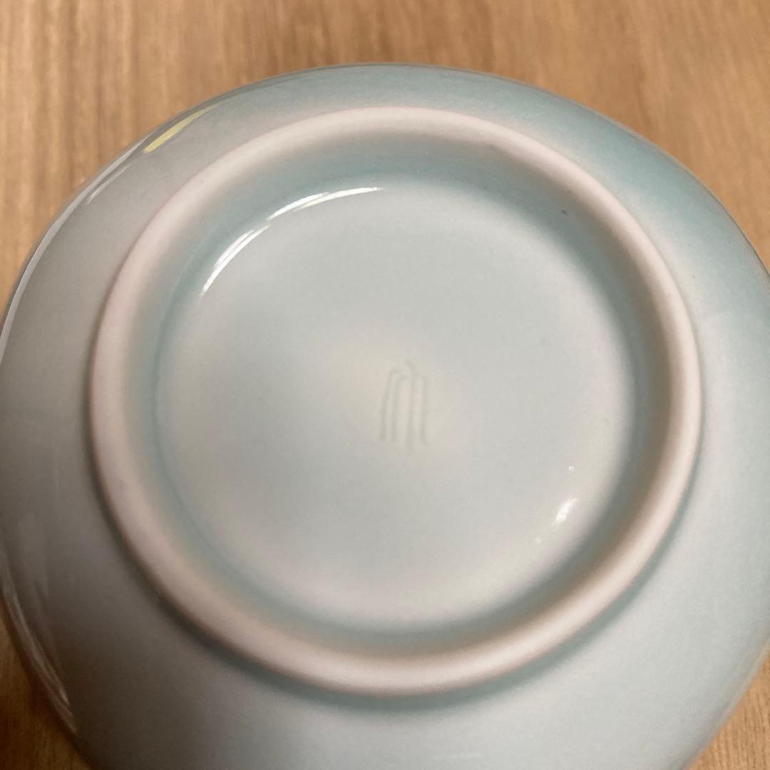 人間￼国宝　塚本快示 青白磁 小鉢5客　快山釜　共箱　約8.5×5.5CM