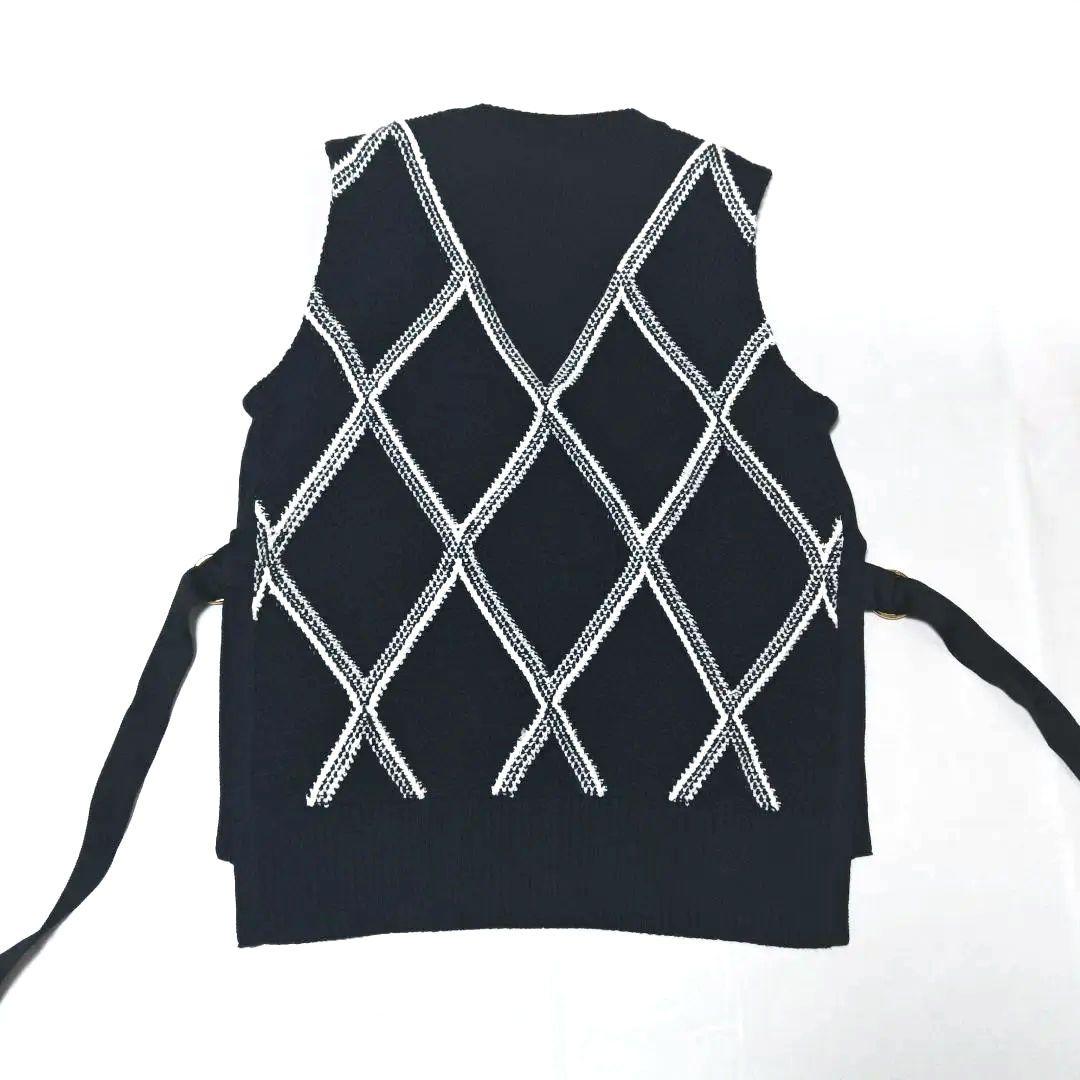 ADORE アドーア リボンベルト付き アーガイル柄 ニットベスト