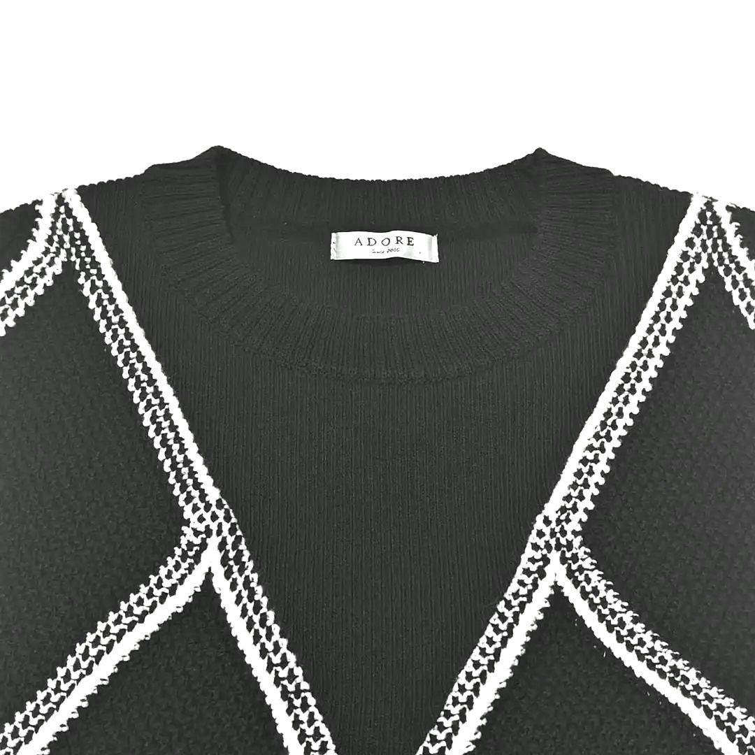 ADORE アドーア リボンベルト付き アーガイル柄 ニットベスト