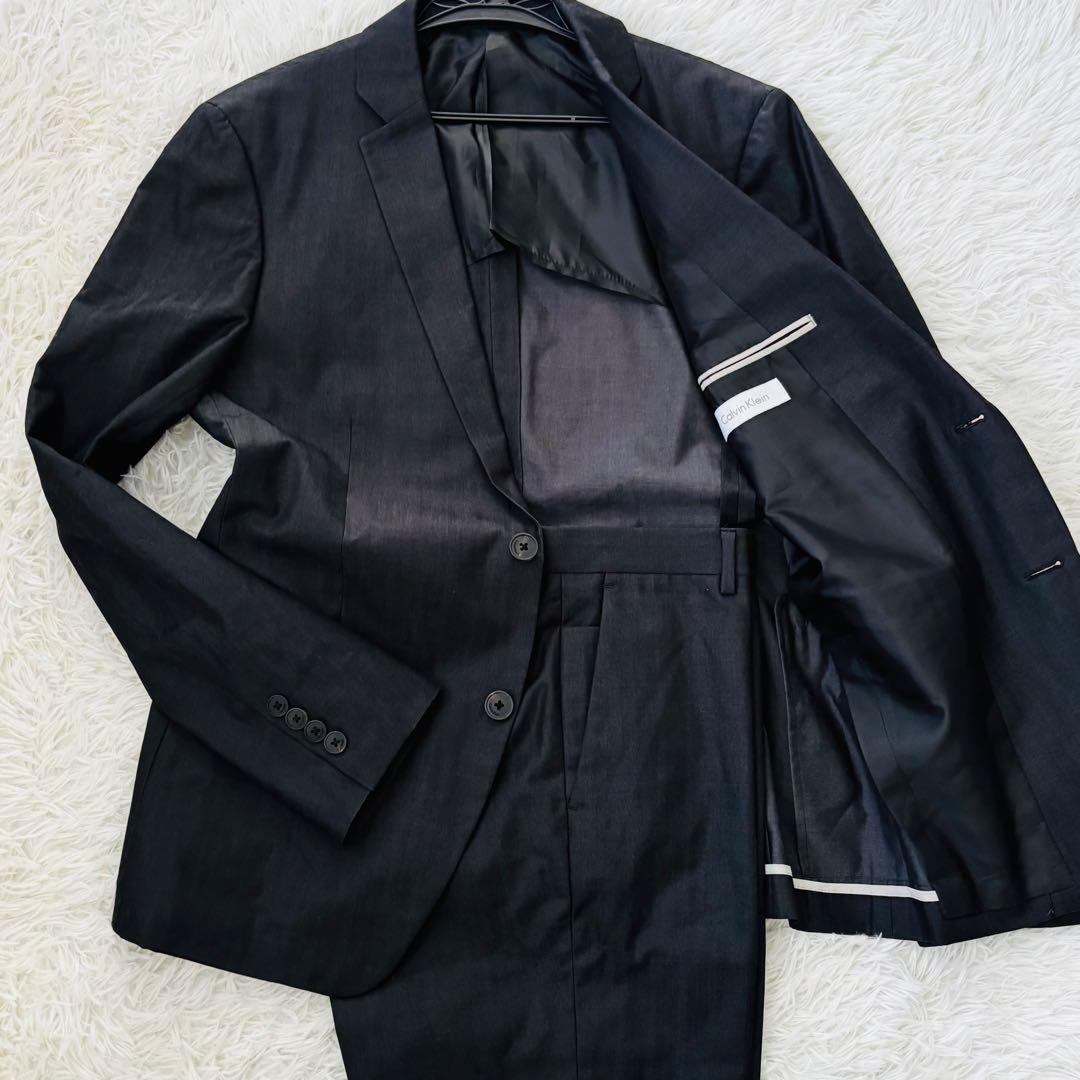 極美品✨カルバンクライン　セットアップスーツ38 ストライプ　高級イタリア生地