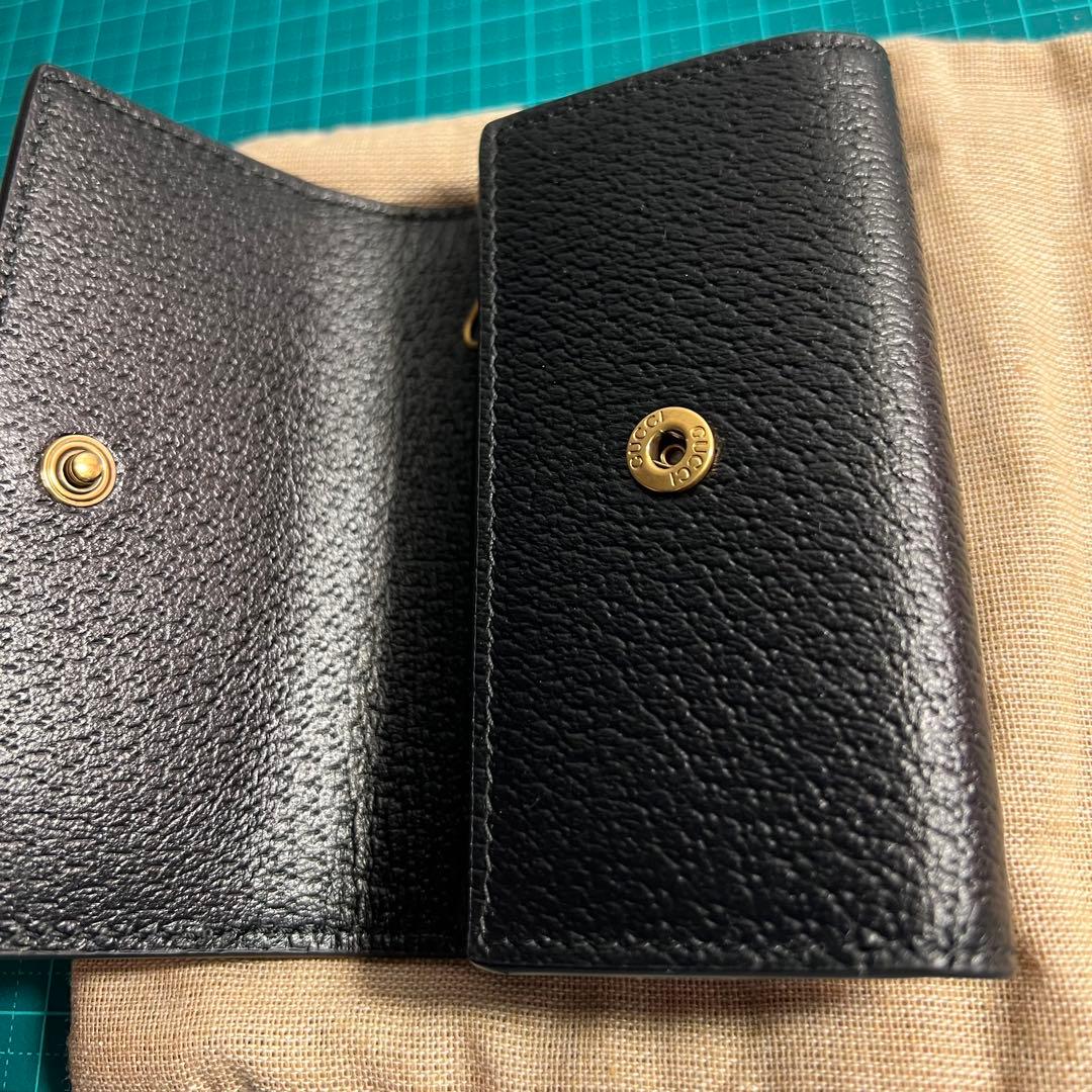 GUCCI ６連 キーケース GGマーモント ダブルG カーフレザー ブラック
