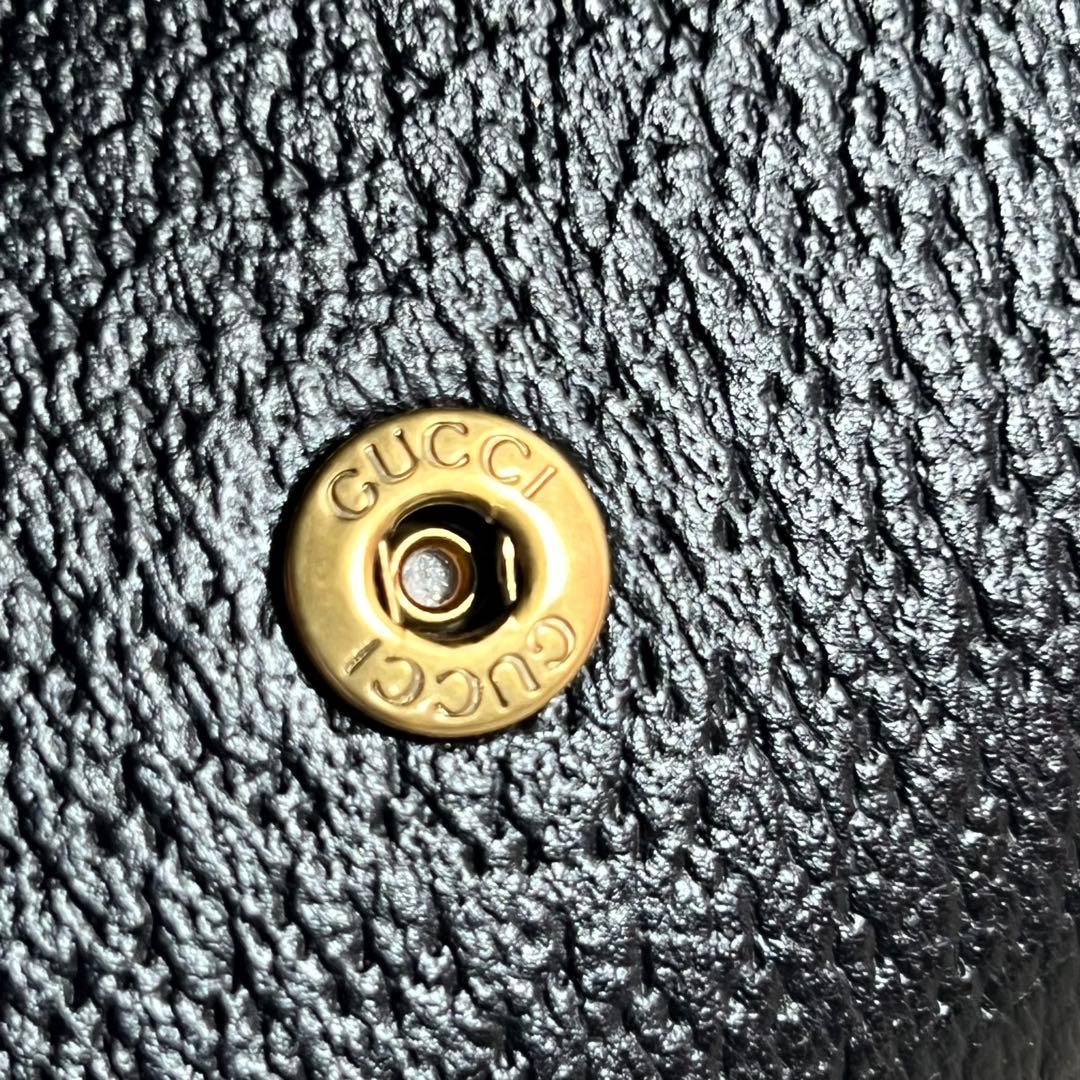 GUCCI ６連 キーケース GGマーモント ダブルG カーフレザー ブラック