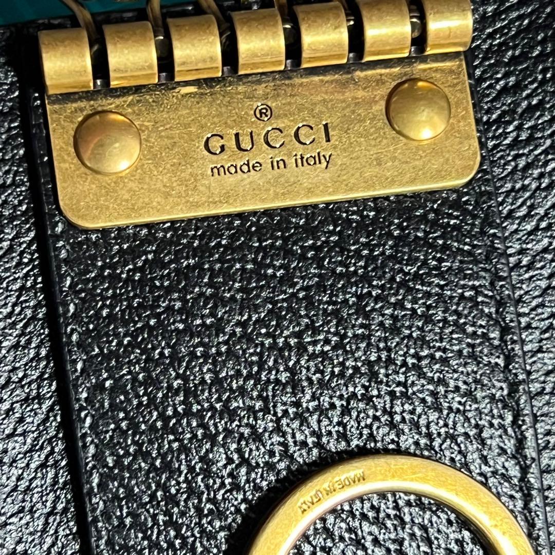 GUCCI ６連 キーケース GGマーモント ダブルG カーフレザー ブラック