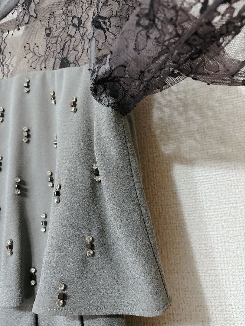 超美品‼️グレースコンチネンタル　ダイアグラム刺繍ワイドサロペットレースグレー36