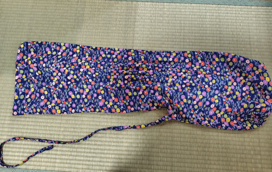 長唄用細棹三味線本体 花柄カバー 専用ケース付き