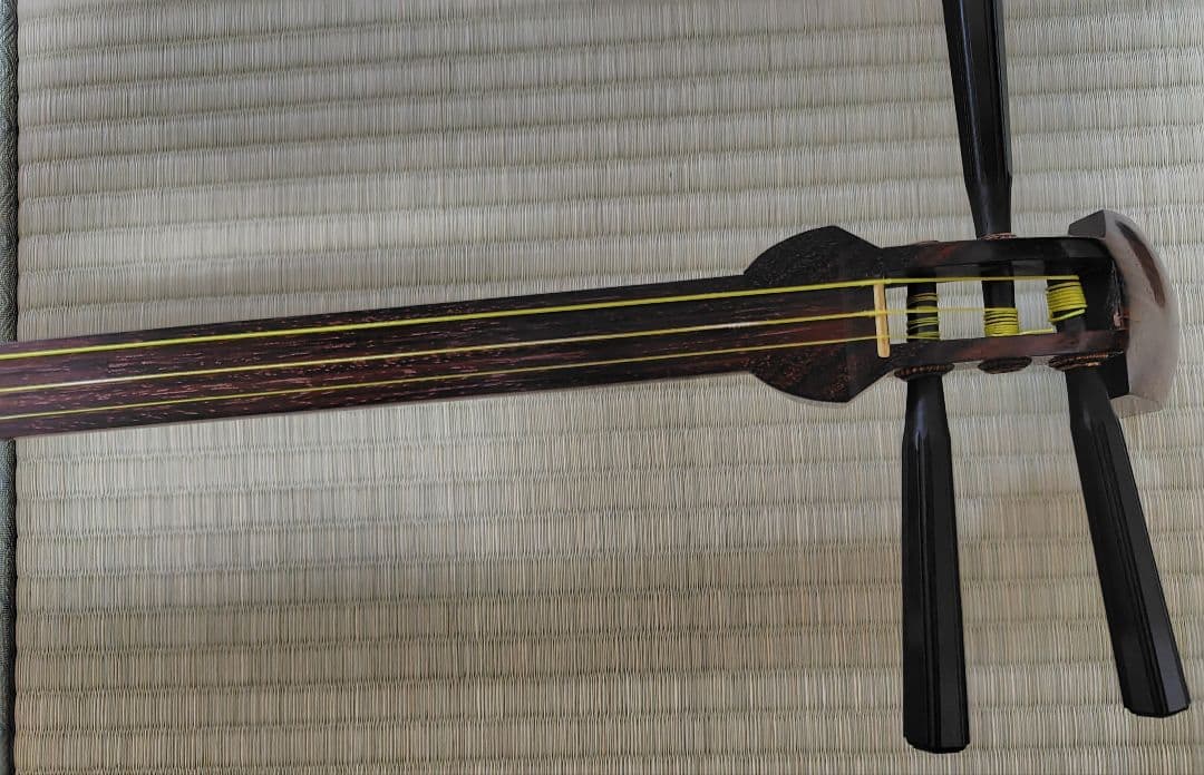 長唄用細棹三味線本体 花柄カバー 専用ケース付き