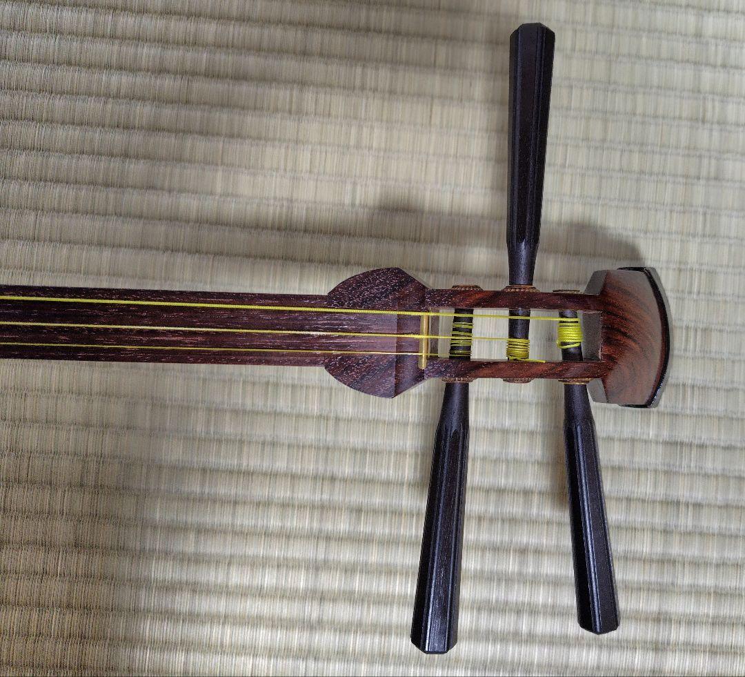 長唄用細棹三味線本体 花柄カバー 専用ケース付き