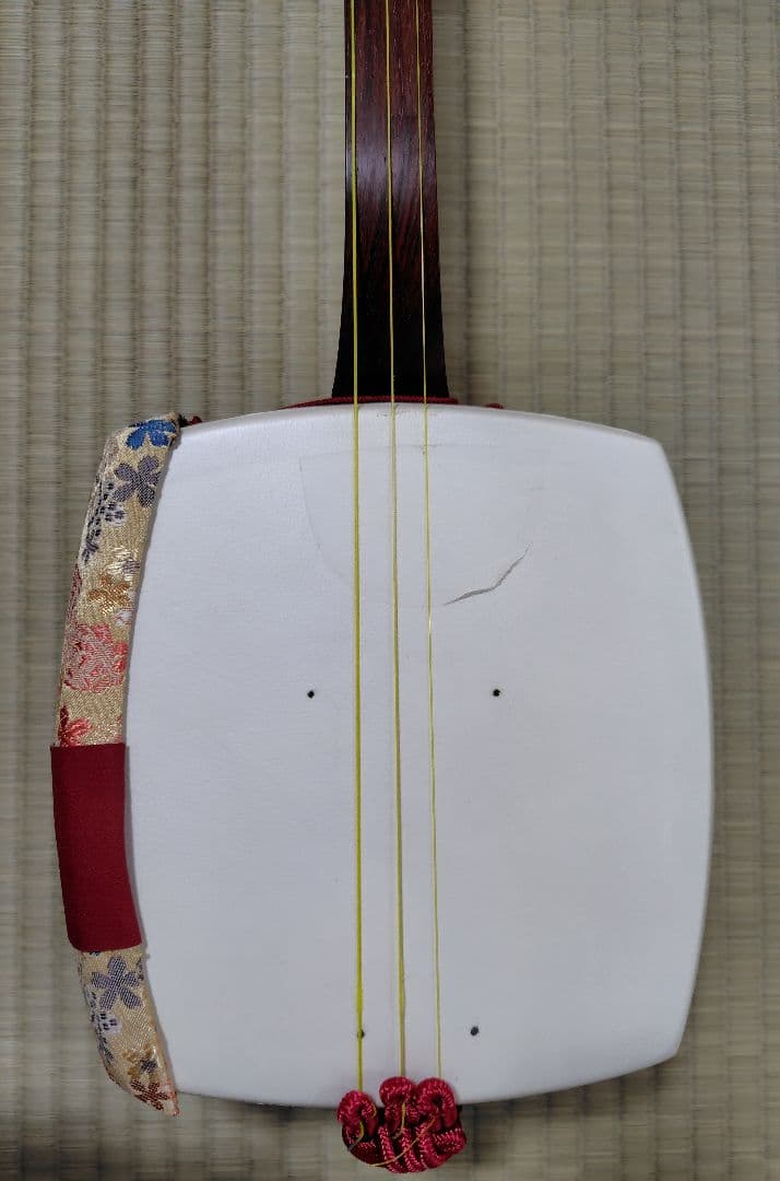 長唄用細棹三味線本体 花柄カバー 専用ケース付き