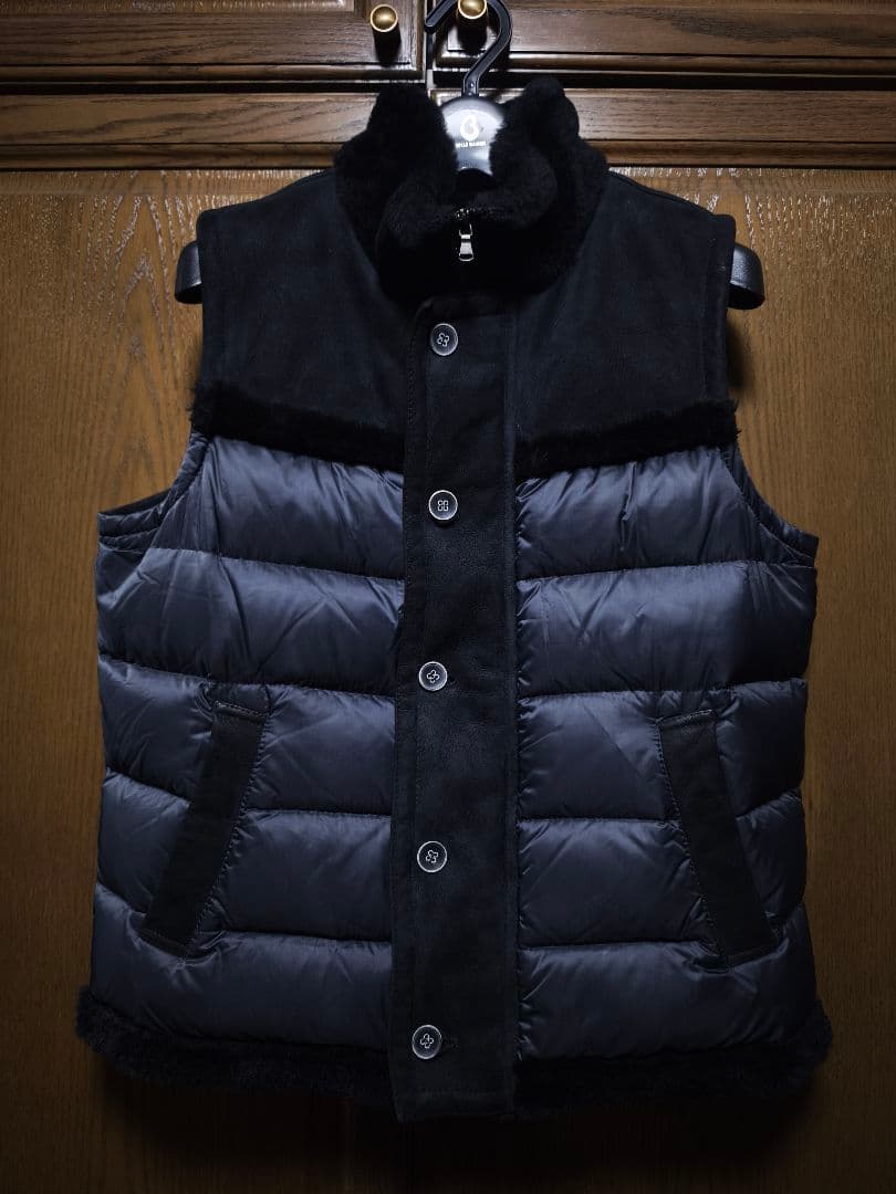 美品　EMMETI DONKEY ムートンダウンベスト　ブラック　サイズ46
