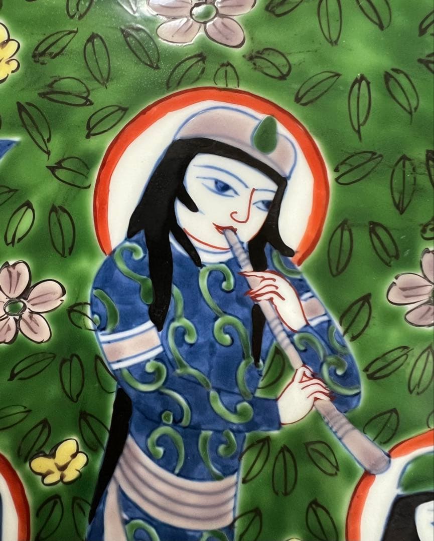 美品 陶版画　壁飾り 陶額 美人 額装 美術品 源右衛門