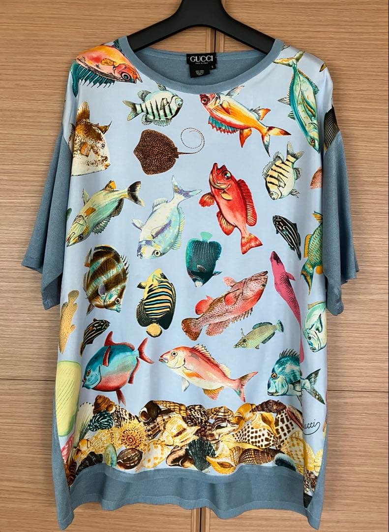GUCCI 魚柄 Tシャツ Lサイズ
