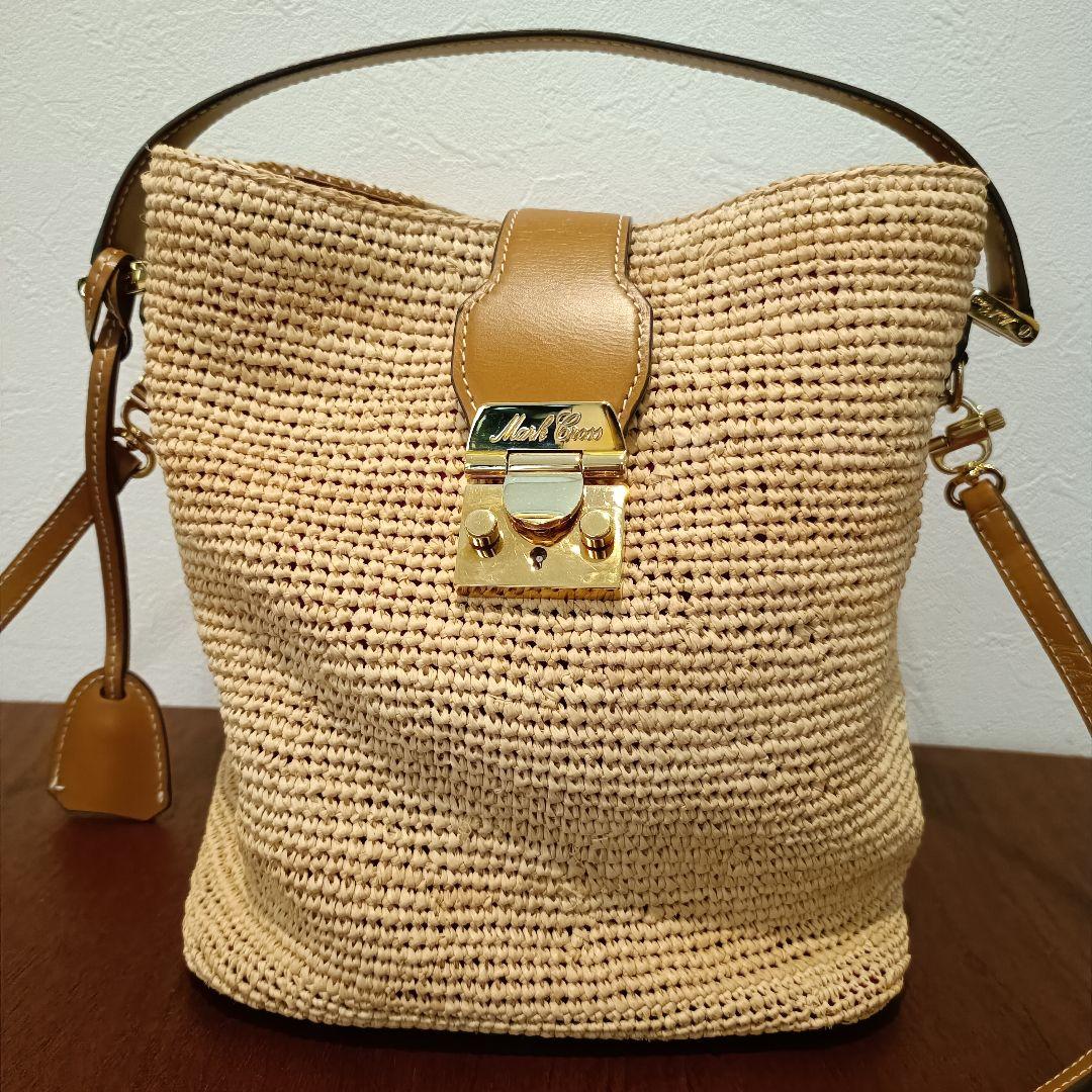 Mark Cross　マーククロス　ストロー バケツ トートバッグ　かごバッグ