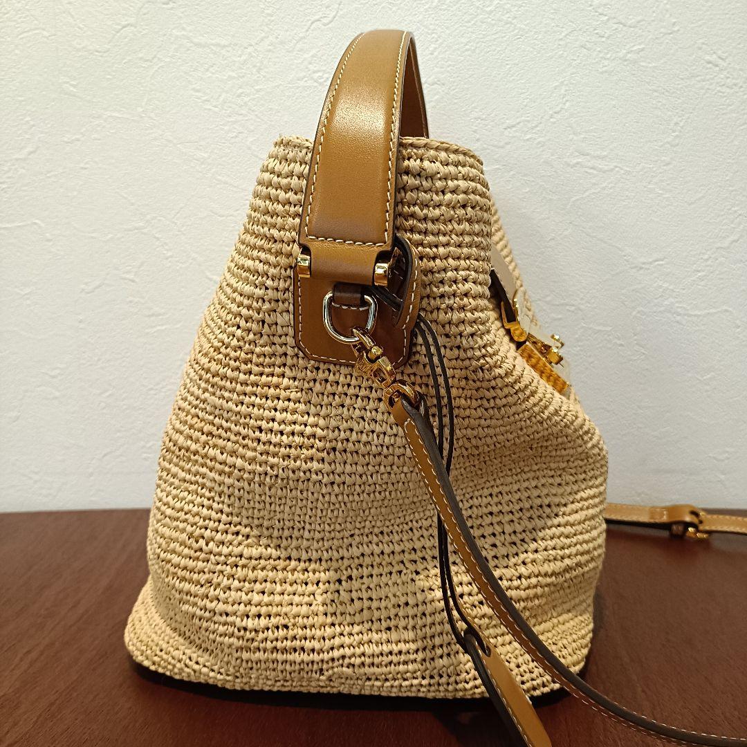 Mark Cross　マーククロス　ストロー バケツ トートバッグ　かごバッグ