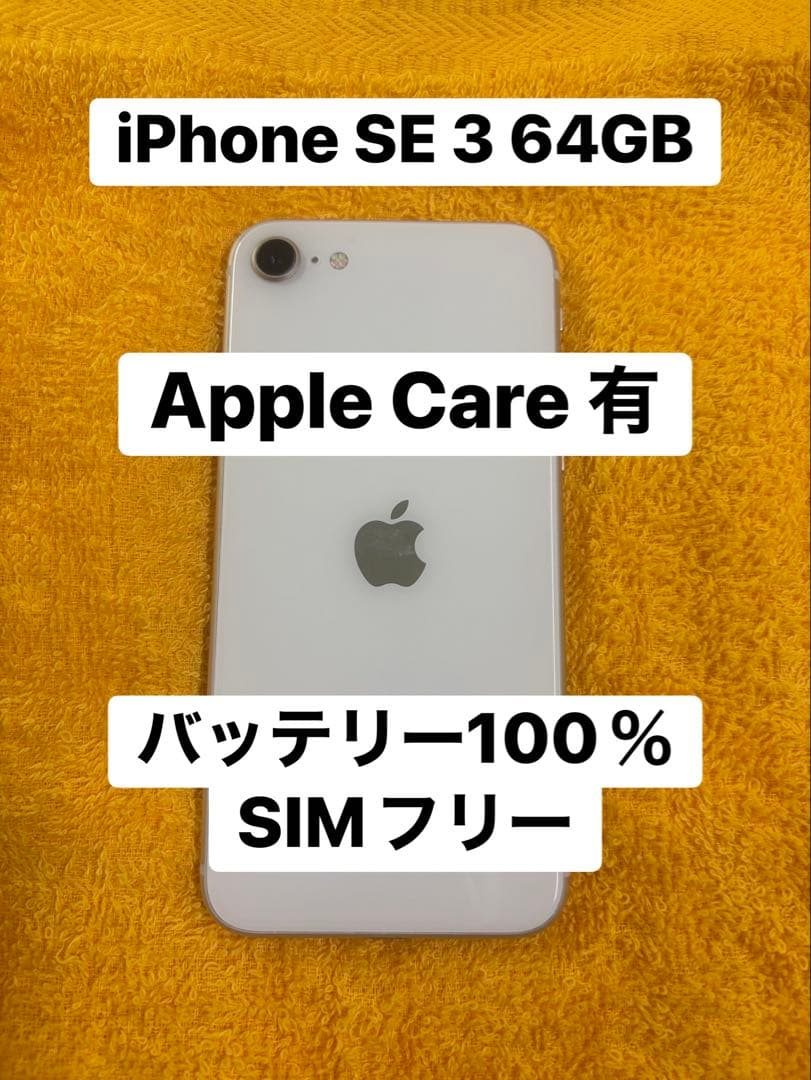 Apple Care 有　iPhone SE3 SIMフリー　バッテリー100%