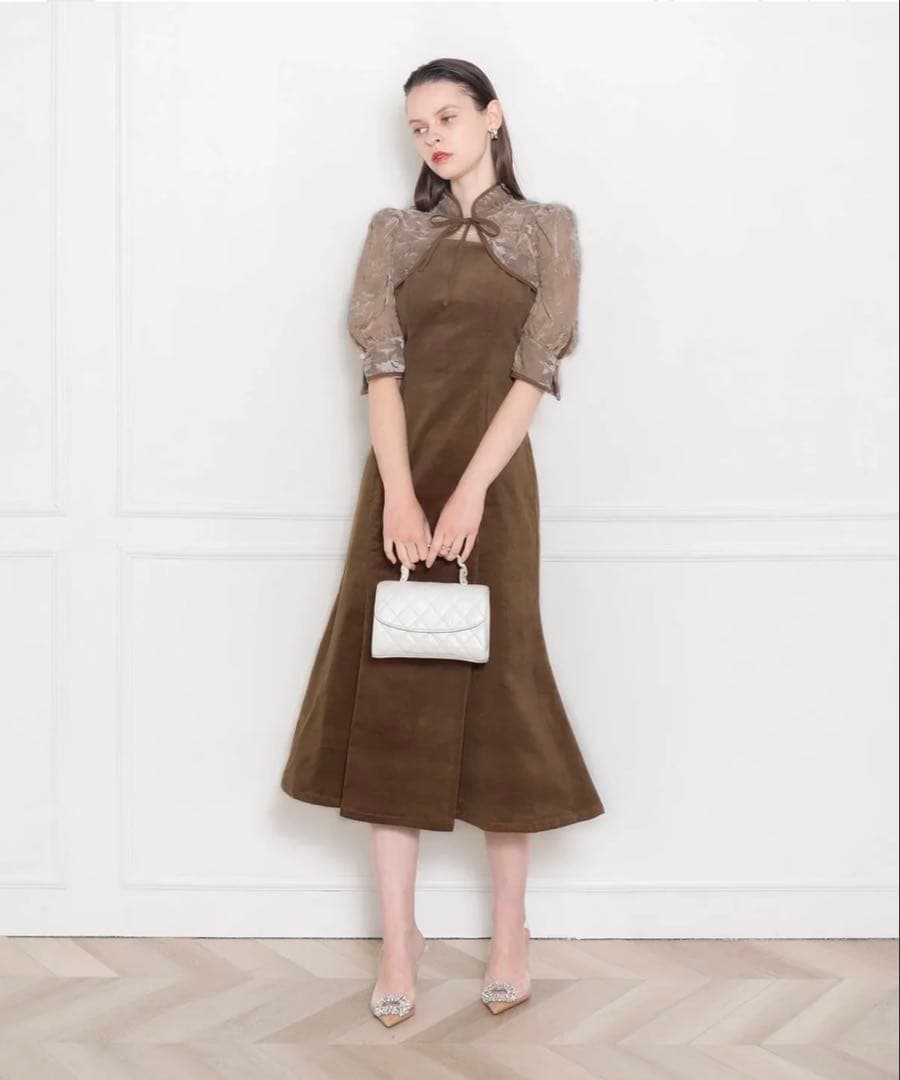 【Leja】花柄ボレロセットアップマーメイドワンピースドレス