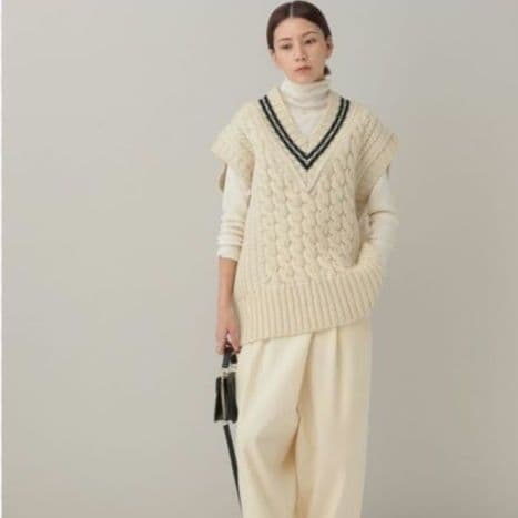 Curensology アラン チルデン ニット ベスト　アイボリー