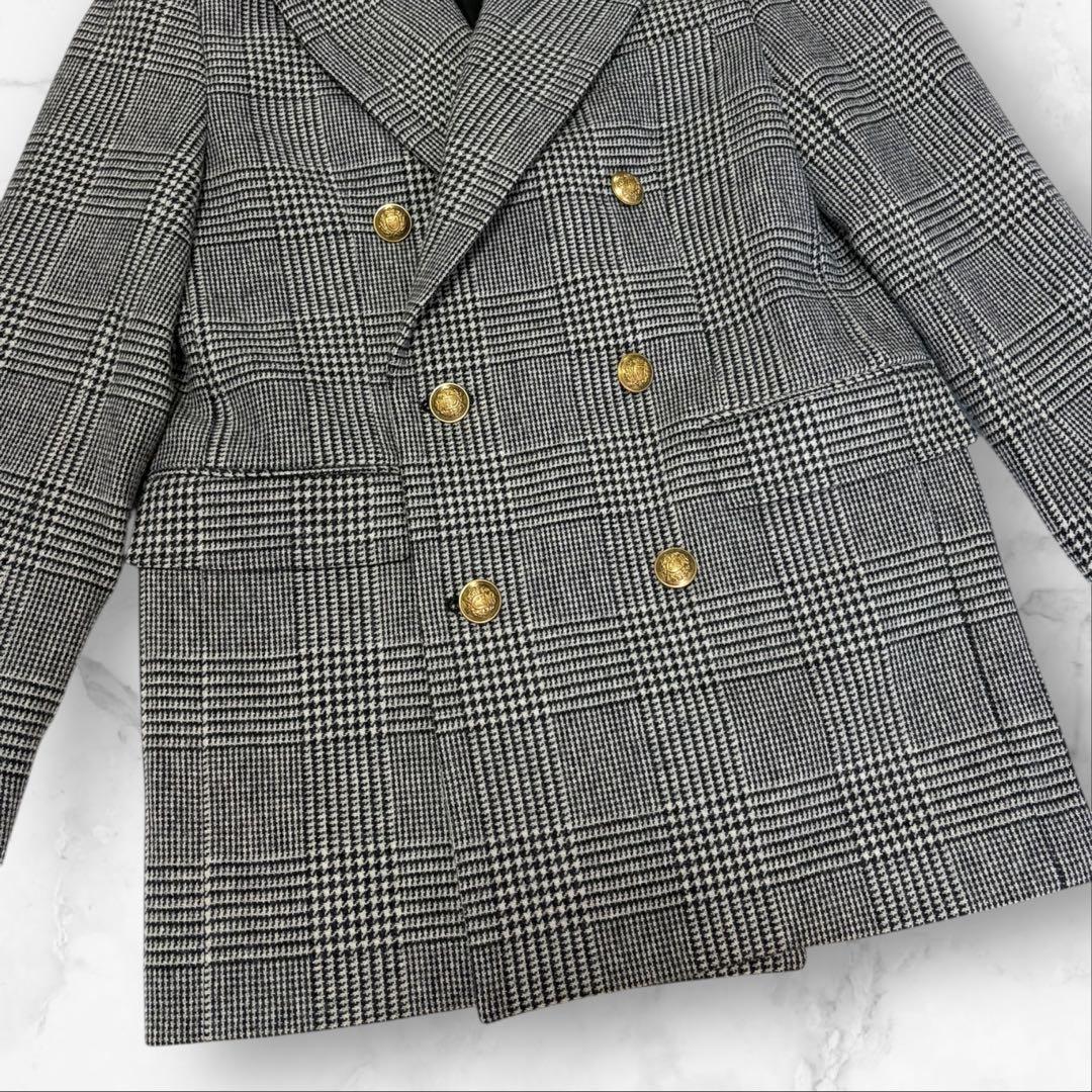美品✨　ハウント 金ボタン ダブルブレスト ジャケット グレンチェック