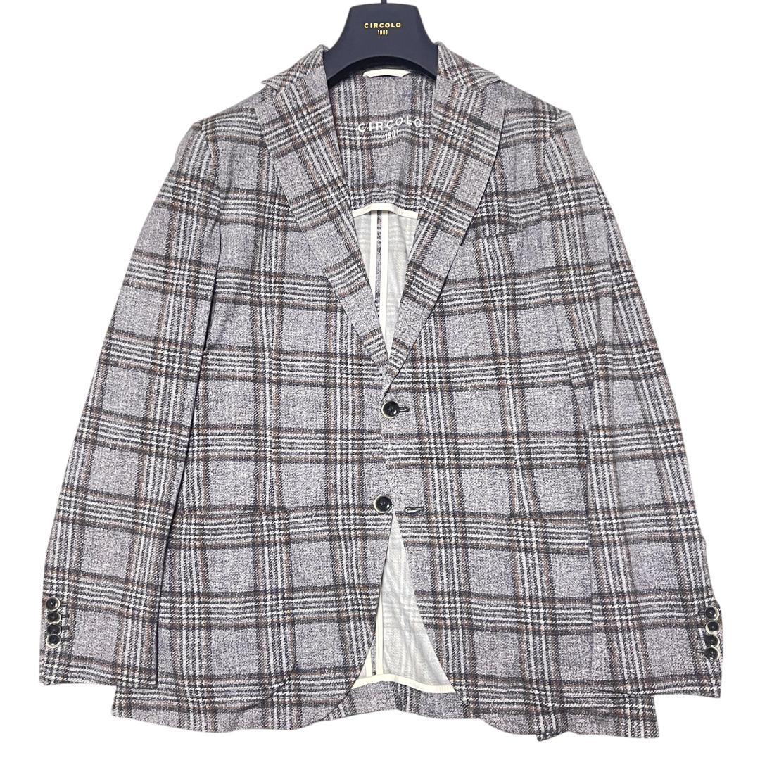 チルコロ テーラードジャケット ストレッチコットン 50 チェック 美品 春秋