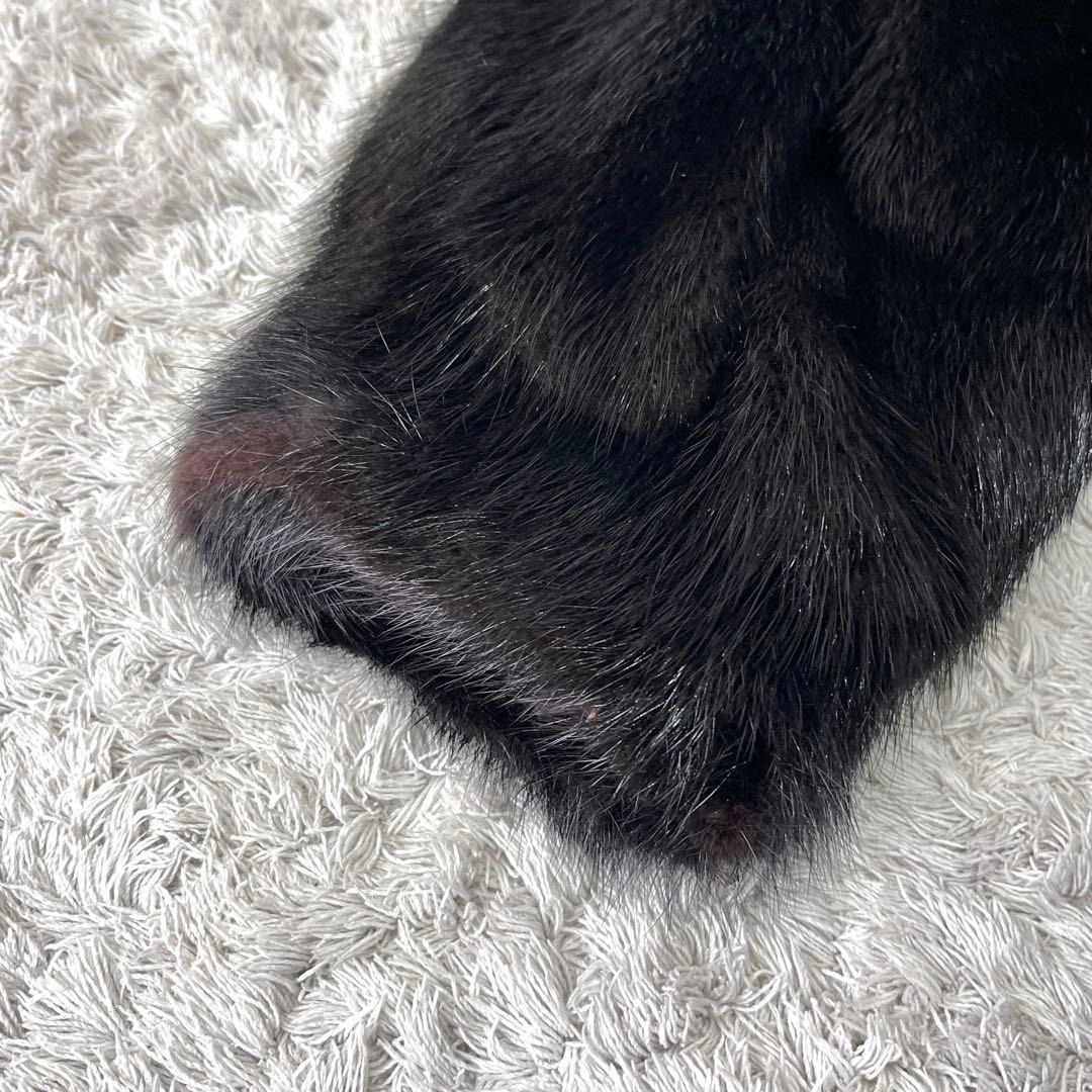 ブラックミンク ミンク 艶 柔らか 本毛皮 ミドルコート 80cm