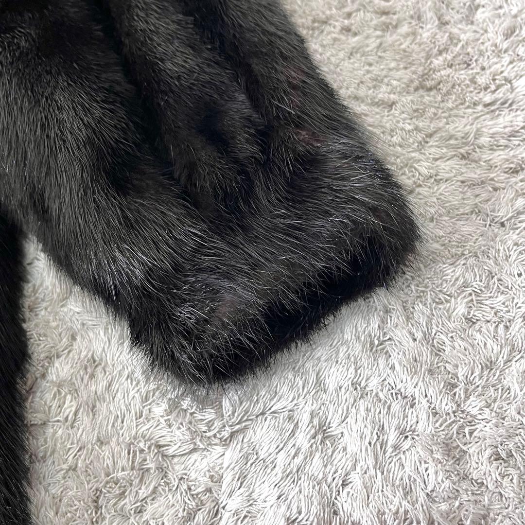 ブラックミンク ミンク 艶 柔らか 本毛皮 ミドルコート 80cm