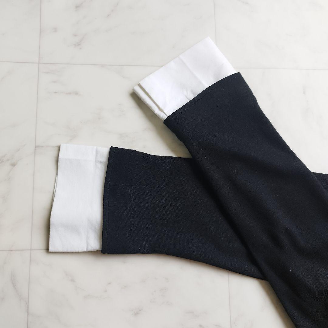 美品　ノーリーズ　38 白襟ロングワンピース　Aライン ストレッチ　黒