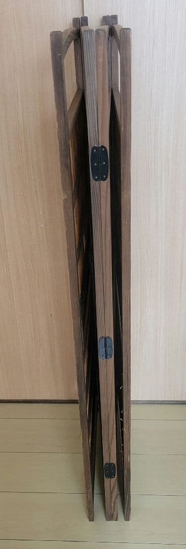 値下げします!　古い竹簾屏風　衝立　目隠し　四つ折り　透かし彫り