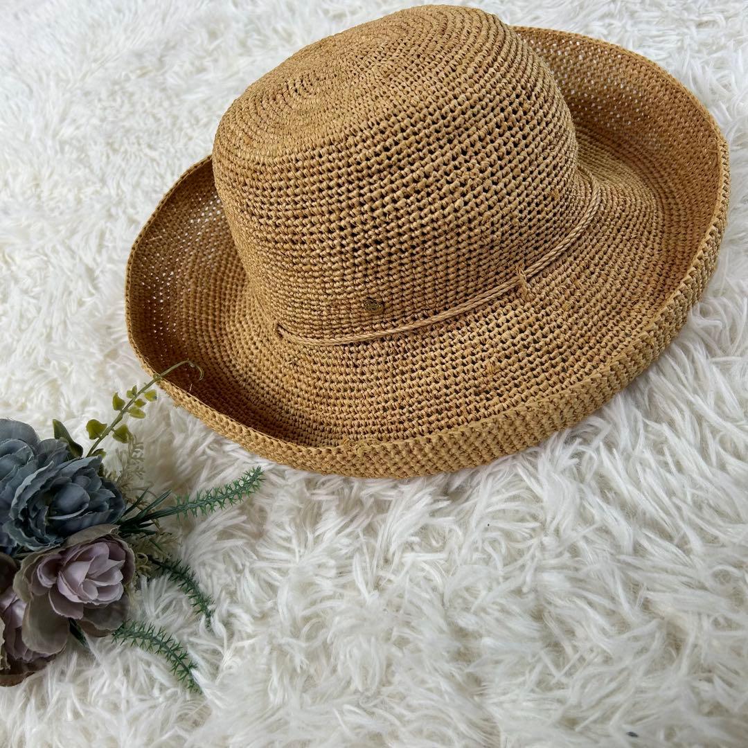 美品★ヘレンカミンスキー ハット ライトブラウン ストローハット ｂ