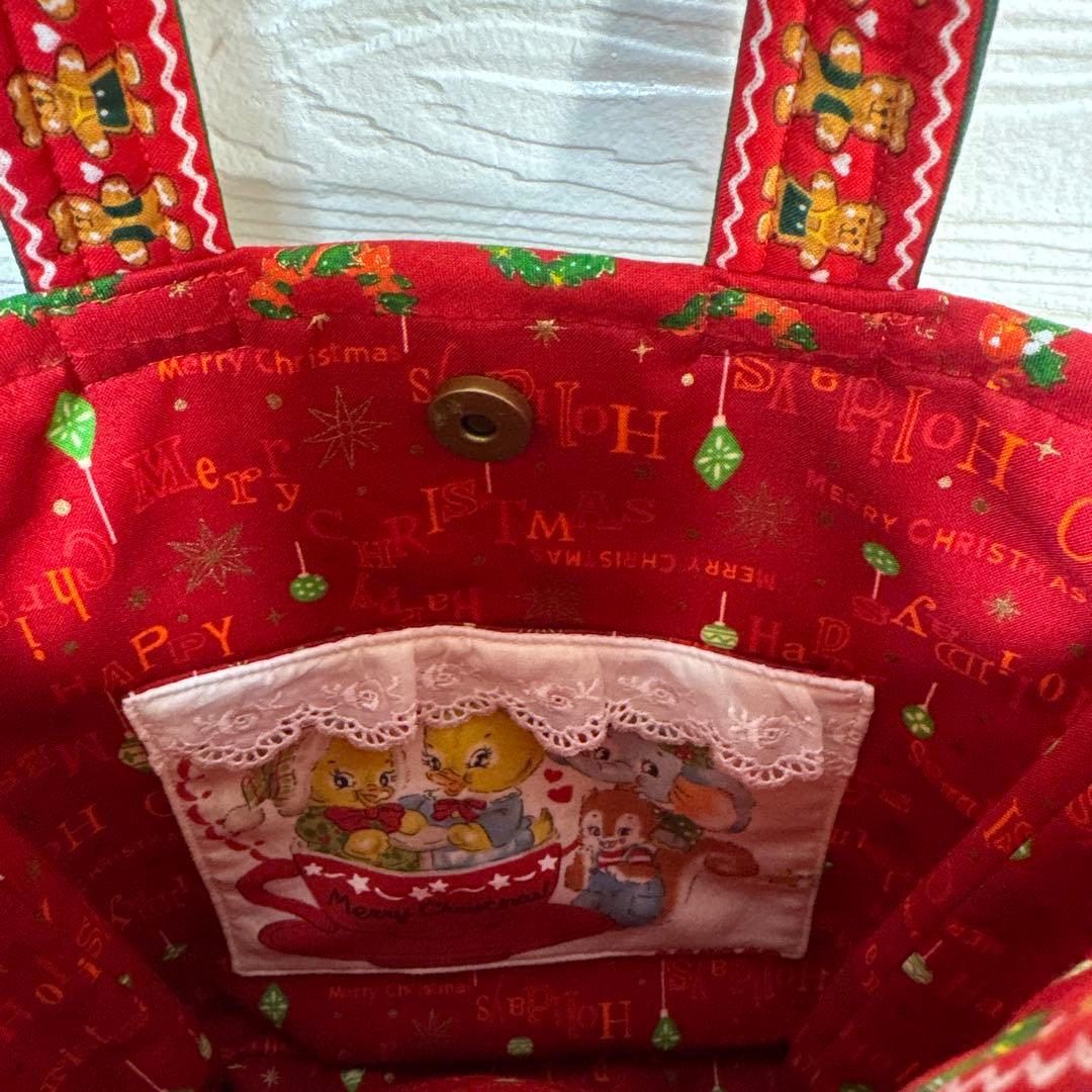 葉月様・メリーボンボンクリスマス柄パッチワークキルトトートバッグ1点