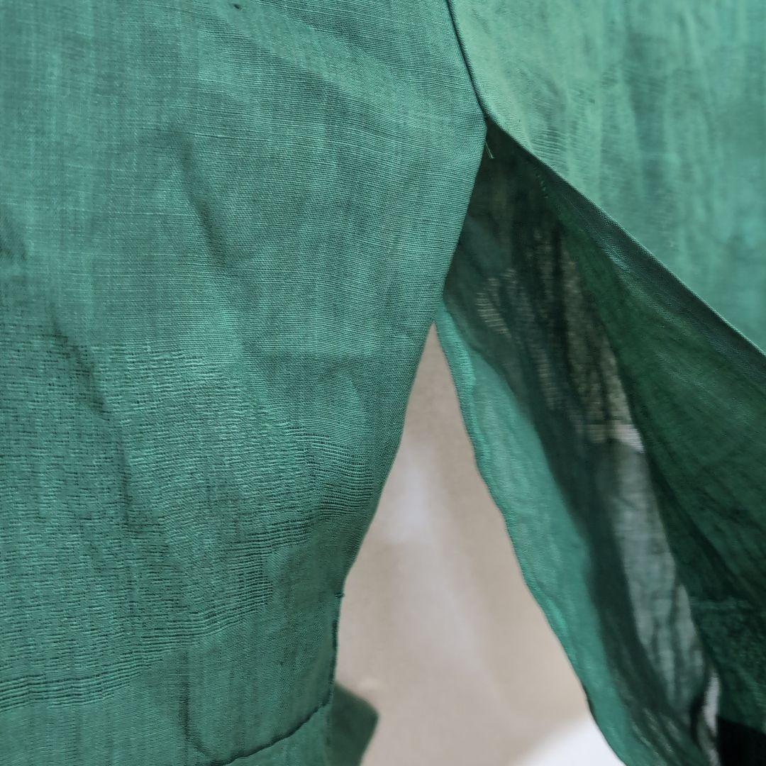 本麻　洗える長襦袢　カラー襦袢　フォレストグリーン　緑　リサイクル　ka1