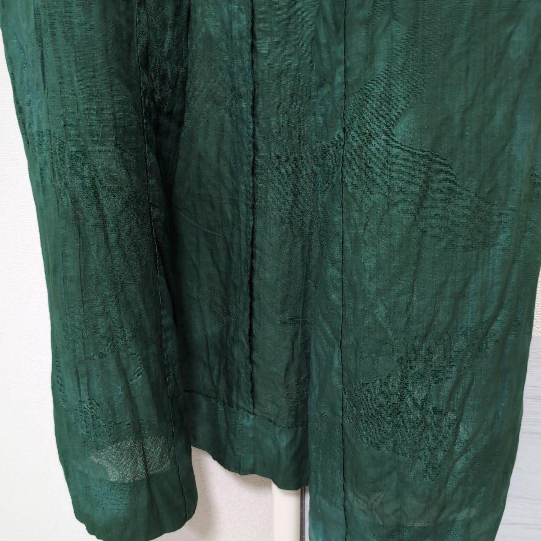 本麻　洗える長襦袢　カラー襦袢　フォレストグリーン　緑　リサイクル　ka1