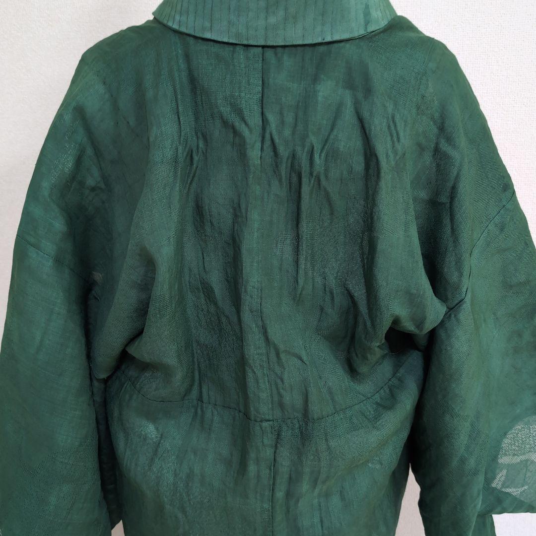 本麻　洗える長襦袢　カラー襦袢　フォレストグリーン　緑　リサイクル　ka1