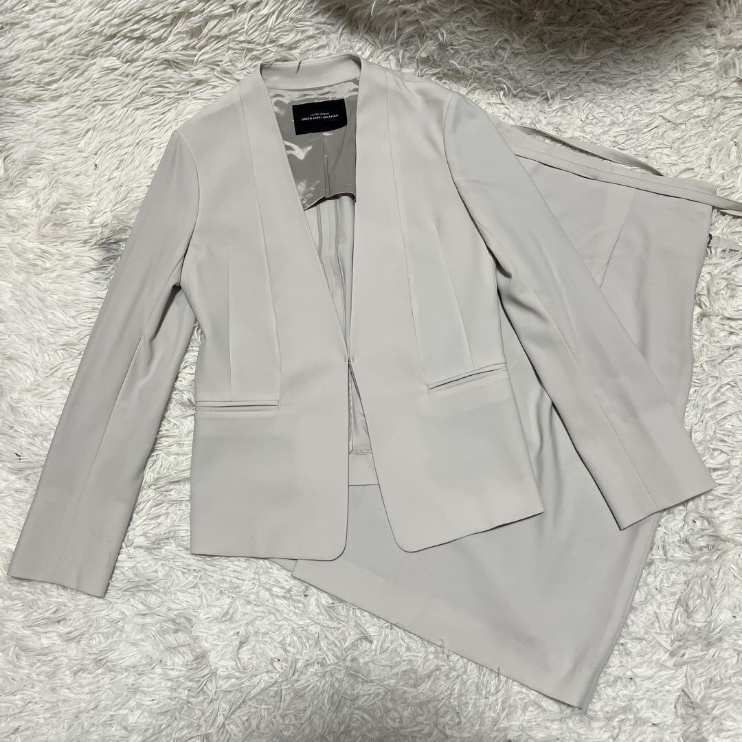 UNITED ARROWS スカートセット ライトグレー　ノーカラー ストレッチ