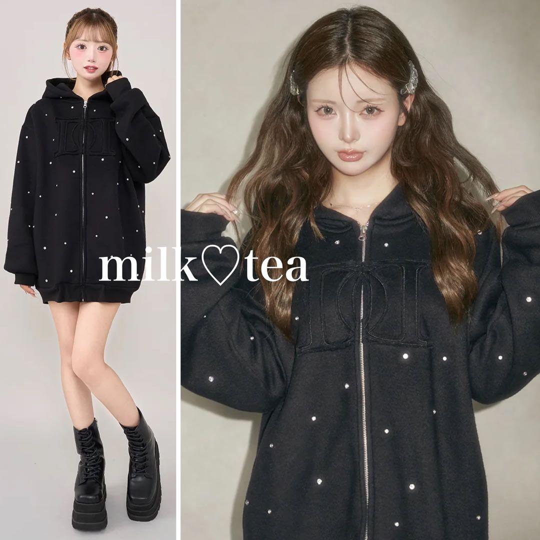 ダーリッチ 新品タグ付き ブラック フリー DDロゴビジュージップパーカー F