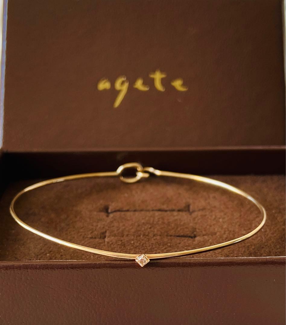 agete アガット　K10 ダイヤモンド　バングル　ブレスレット