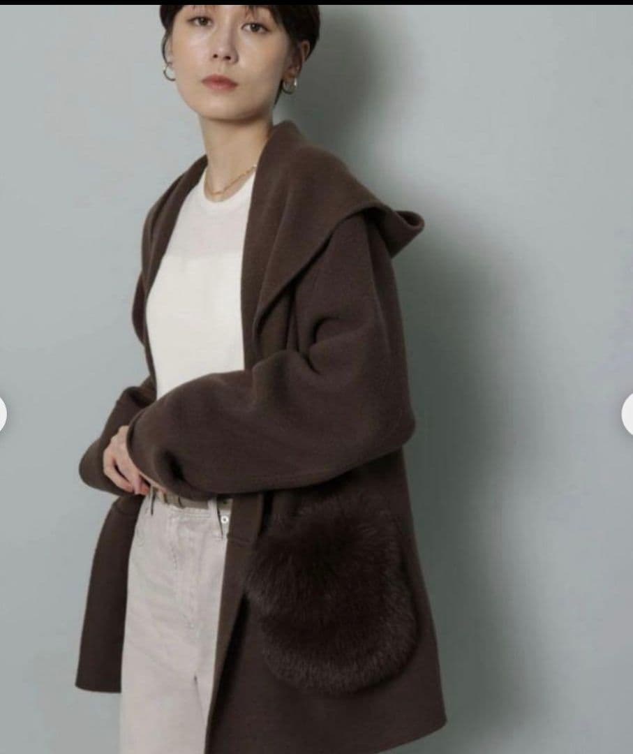 Arpege story ファー付きフードリバーコート