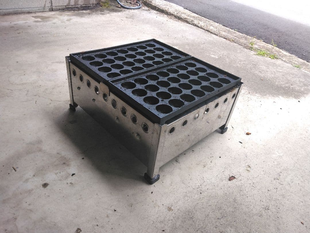 業務用 たこ焼き機 28穴x2連 ２枚ガス台付