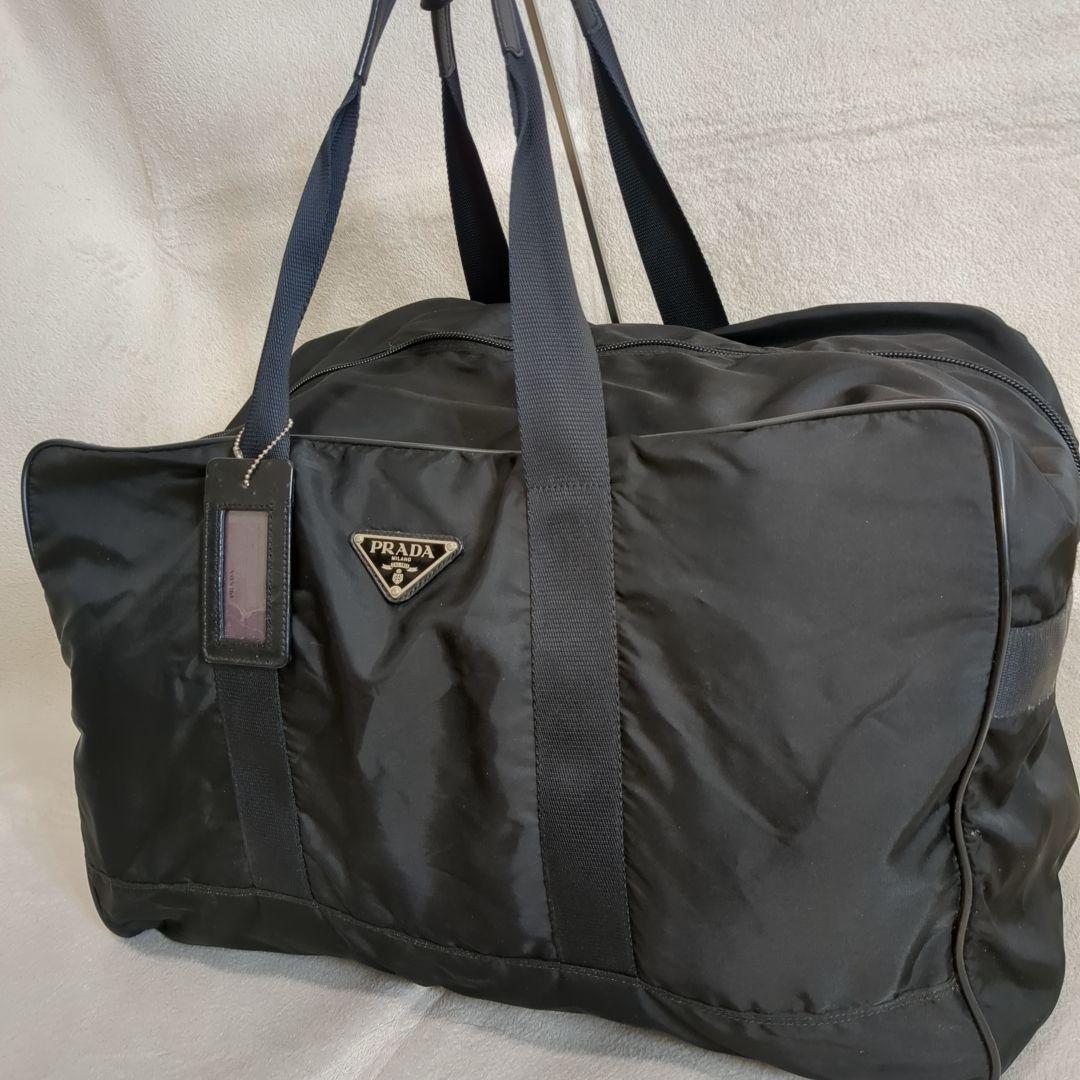 PRADA ボストンバッグ ブラック 三角ロゴ テスートナイロン 旅行バッグ