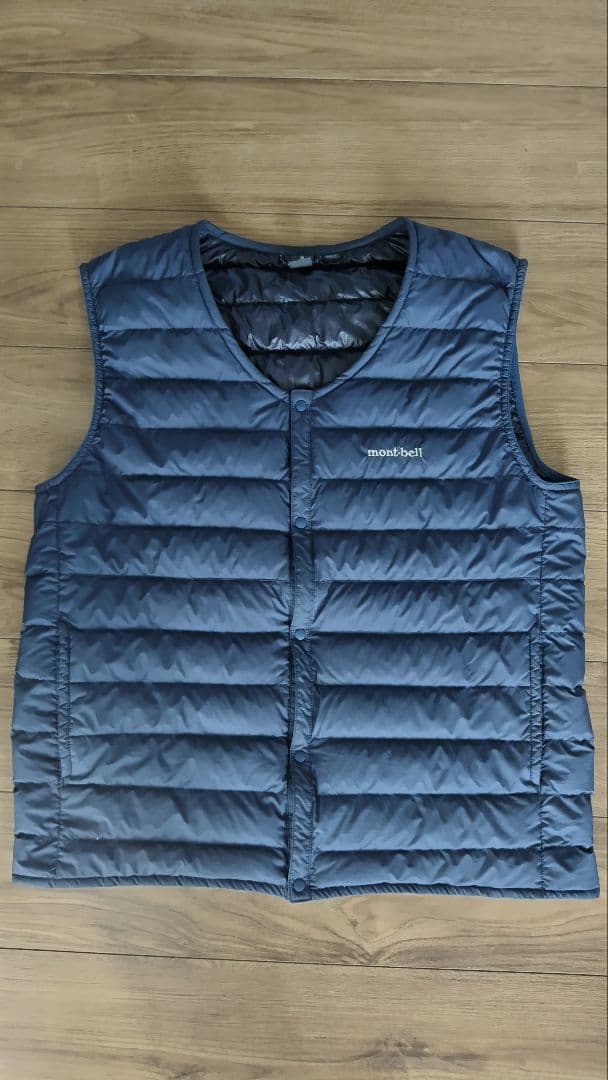 モンベル US スペリオダウン Vネックベスト メンズ ネイビー L
