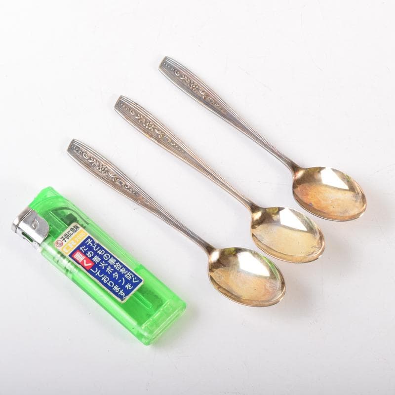 銀製　花刻　スプーン　3点　合計約47g　ケース付　N　6987