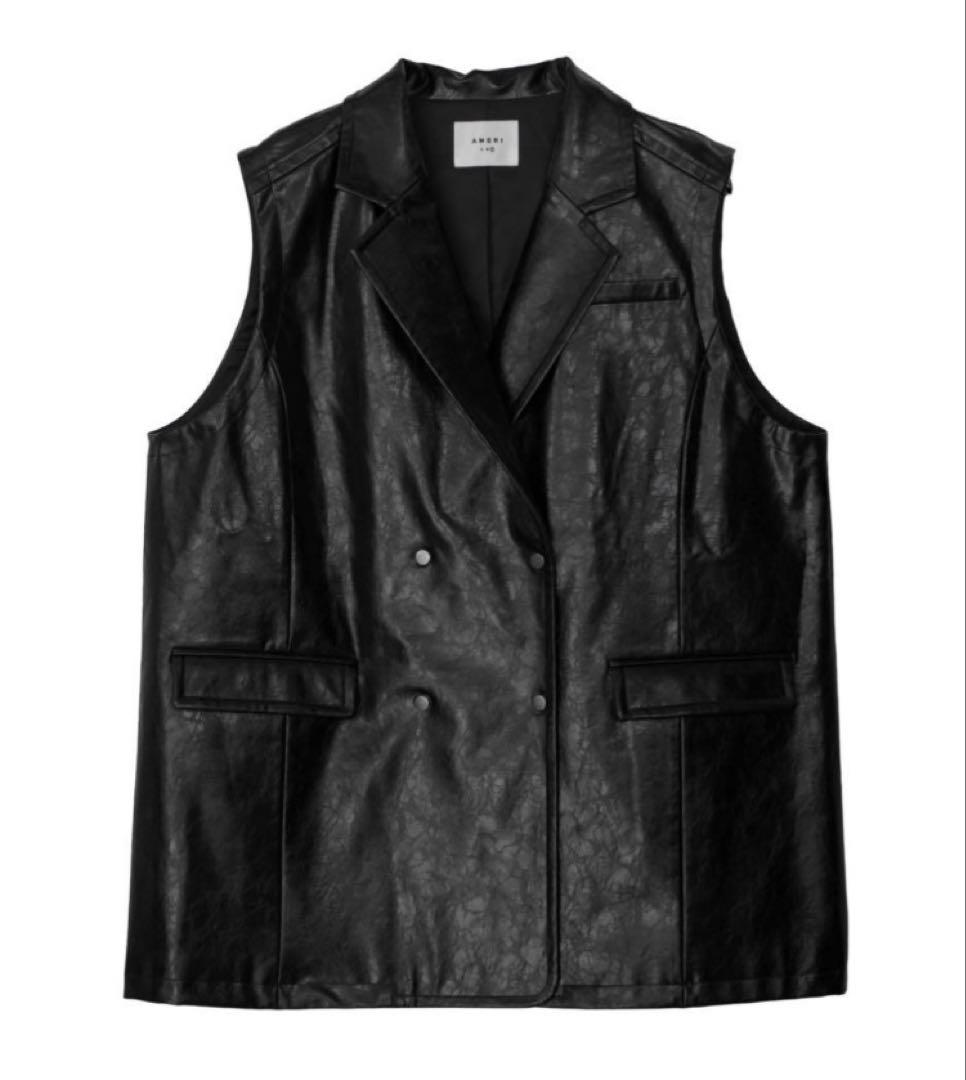 Ameri CRASH FAKE LEATHER N/S JACKET タグ付き