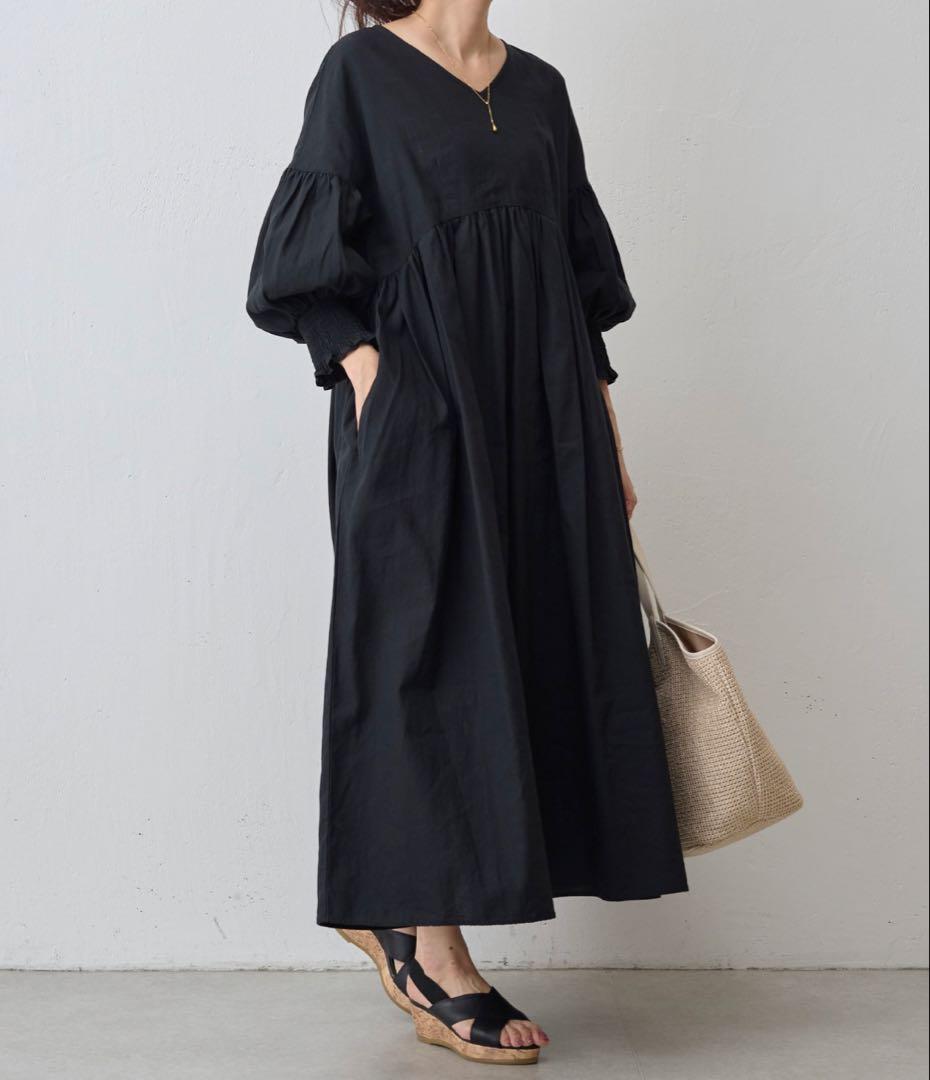 ビアズリー　リネンギャザーワンピース　タグあり未使用