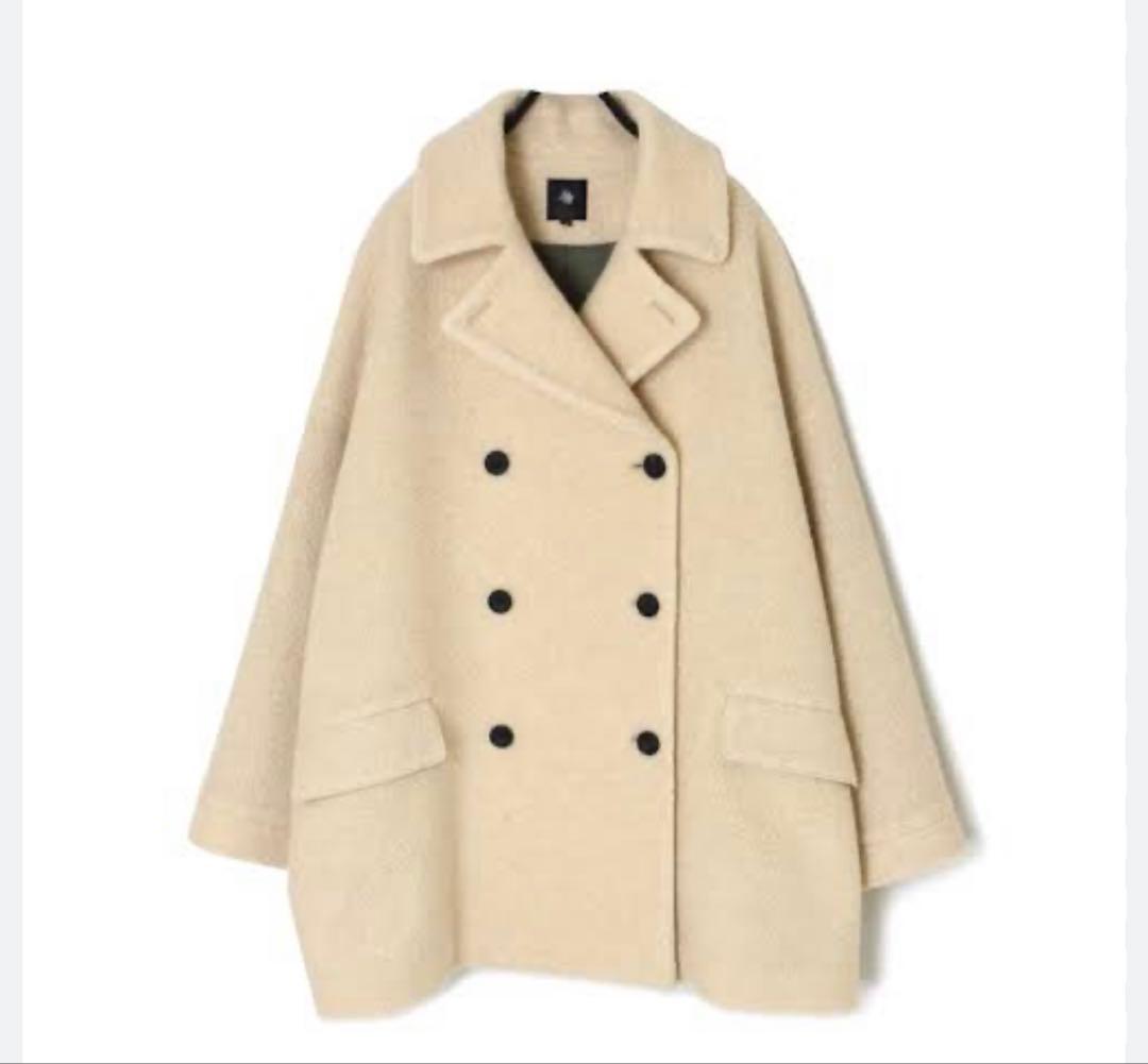 メゾンドソイル　リサイクルボアウール ダブルオーバーコート　アイボリー