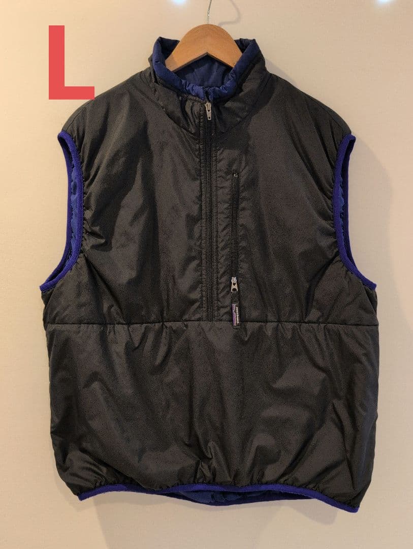 Patagonia パフボールハーフジップベスト Lサイズ ブラック/ブルー