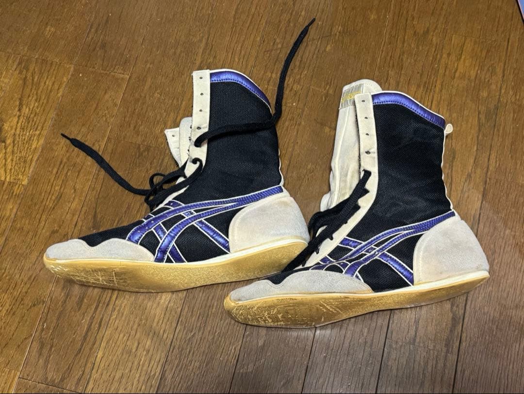 オーダーカラー　ASICS ボクシングシューズ 黒/紫 ハイカット